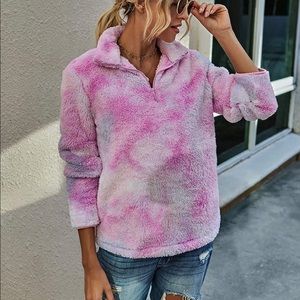 Pink tie die pullover